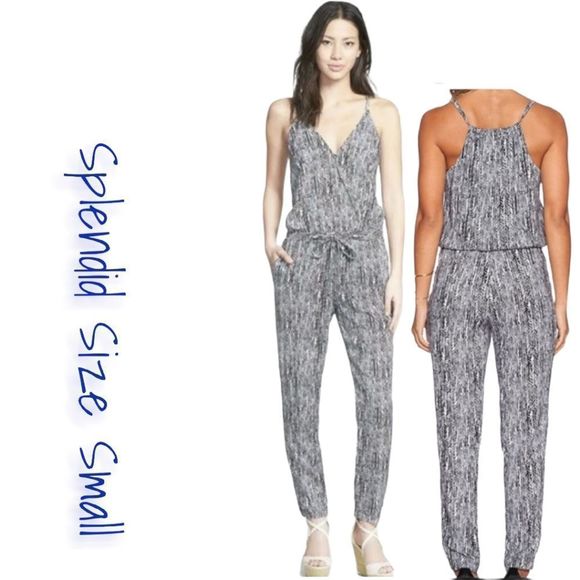 Splendid Black & White Arrow Jumpsuit S - Picture 1 of 16